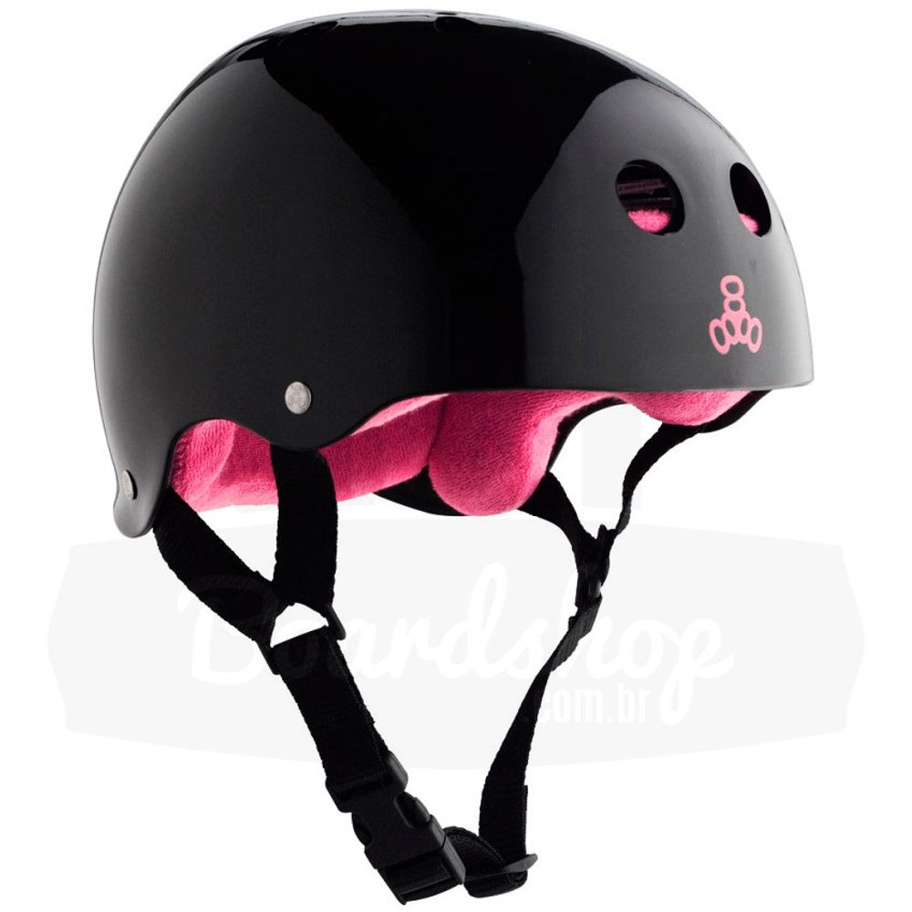 Capacete-Triple-Eight-Brainsaver-Black-Glossy-Pink-Sweatsaver Capacete-Triple-Eight-Brainsaver-Black-Glossy-Pink-Sweatsaver